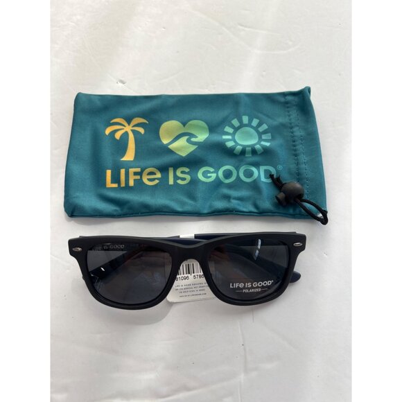 Life Is Good Alon Oval Polarized Sunglasses Matte Black Plastic 52 20 140 NEW - Picture 2 of 5
